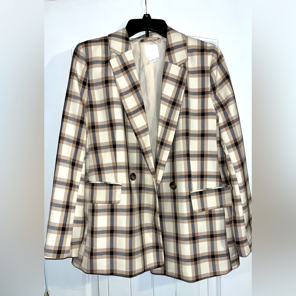 Oversized Gingham Patterned Blazer